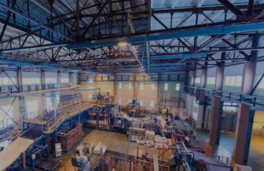 Factory interior with transformer production line